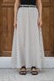 White Women's Belted Long Polka Dot Skirt