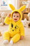 Rabbit Embroidered Welsoft 2-Piece Baby Set (with Ears Hooded) - Yellow