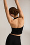 Eyna Women's Halter Neck Thick Strap Open Back Crop Black Blouse - 6