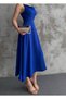 WOMEN'S STRAP PLEATED LYCRA WOVEN AEROBIN FABRIC LINED MIDI DRESS ZYN-58637 - 4