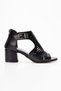 Women's Black Back-Zipper Striped Sandals Shoes Seferi2026 - 4
