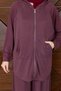 Women's Modal Pique Fabric Hooded Kangaroo Pocket Hijab Set 3213 Claret Red - Special Series - 3