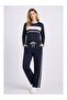 Women's Stripe Detailed Long Sleeve Premium Modal Top and Bottom Tracksuit Set - Anthracite - 5