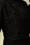 Floral Beaded Sequin Embroidered Collar Evening Dress Set with Skirt - 5