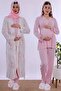 Pink Maternity Pajama Set with Hijab and Dressing Gown Effortt