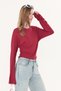 Burgundy Natural Viscose Ultra Soft Waist-Fitting Gathered Detail Wide Long Sleeve Full Stretch Women's Blouse - 8