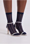 Women's Striped Thin Socks Navy Blue - 2