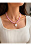 Pink Quartz Natural Stone Necklace – Double Row Spiral Design 4 mm Stone – 53 cm