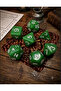 مجموعة من 7 قطع من نرد DND EPOXY Frp، نرد DND للعبة Dungeons And Dragons، نرد ألعاب الطاولة باللون الأخضر