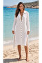 Cotton Textured Tassel Detailed Beach Shirt White 100% - 2