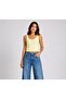 Women's Lemon Yellow U-Neck Crop Tank Top Stretchy Comfortable Fabric Lightweight Flowy Wide Strap Tank Top