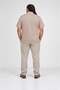 Men's Large Size Polo Collar T-Shirt Square 24452 Beige - 2