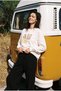 White Crew Neck Fleece-Lined Printed Oversized Sweatshirt