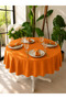 Pearl Velvet Textured Stain-Resistant Orange Round Tablecloth (Napkins Not Included)
