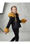 Girl's Denim Jacket with Fur Detail on Hood and Sleeves - 2