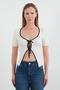 Ribbed Tie-Up Knitwear Blouse - 6