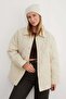 Baklava Pattern Quilted Oversized Button Coat
