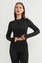 Basic Crew Neck Finger-Loop Crop Blouse - 4