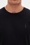 Slim Fit Black Plain Embossed Printed T-Shirt - 6