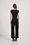 Shoulder Ruched Open Collar Blouse - 6