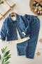 My Little One's Cicileri Minimal Heart Embroidery Detailed Pocketed Girl's Jacket 3-Piece Set - Dark Blue - 2