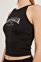 Women's Halter Neckline Off Shoulder Tight Black Crop Body - 3