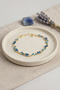 Brass Gold Color Blue Zircon Stone Flower Model Women's Bracelet