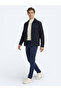 Midnight Blue Straight Woven Slim Fit Casual Cotton Blended Pants - 4