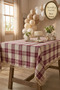 Monika Series |   Vintage Bohemian Tasseled Tablecloth - Authentic 100% Natural Burgundy Buldan Tablecloth - 8