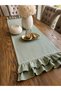 Pearl Vintage Velvet Textured Seamless Double Ruffle Sage Green Runner - 3