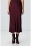 Bordo Midi Saten Etek - 2