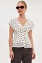 Polka Dot Pleated Blouse with Lace-Up Back - 6