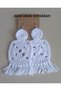 Women's White Hand Knitted Dangle Earrings - 2