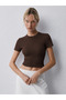Women's 4-Piece Black Ribbed Crew Neck Camisole Crop T-SHIRT - 2