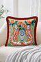 Double Tiger and Vase Motif Colorful Patterned Fringed Throw Pillow Cover - Bohemian Tassel Pillowcase