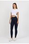 Women's High Waist Slimming Navy Blue Leggings - H6157 - 4
