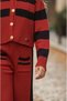 Girl's Striped Gold Buttoned Knitwear Cardigan Pocket Trousers Set of 2 - 7