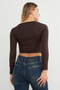 V-Neck Long Sleeve Crop Blouse - 6