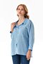 Striped Crepe Fabric Single Pocket Long Loose Shirt on the Back - 3