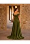 Straps Shoulder Ruffle Slit Evening Dress 582190 Pistachio Green - 4