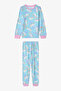 Light Blue Girls' Unicorn Patterned Thermal Effect Pajama Set