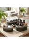 Bamboo trimmed wooden base oval 3 size gray organizer basket with fabric interior - 3