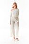 Wrapped Fabric Draped Boat Neck Blouse - 5