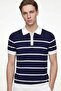 Half Zipper Striped Men's T-Shirt