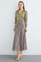 Plaid Patterned Maxi Length Satin Skirt - 4