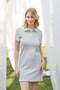 Striped Collar Half Button Dress