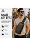 Anti-Theft Sling Crossbody Backpack for Men With USB Port Reflective Details Large, Army Green, 9223 - 6