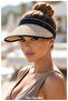 Women's Straw Visor Hat - Adjustable Sports and Beach Visor with Black Stripe (57-58 cm) (100% Paper) - 2