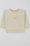Girl's Sweatshirt with Laced Heart Embroidery Detail, Ages 2-6, Cream - 2