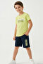 Boy's Shorts Set with Lettering Printed Shorts and Lace Accessories, Ages 8-14, Pistachio Green - 2